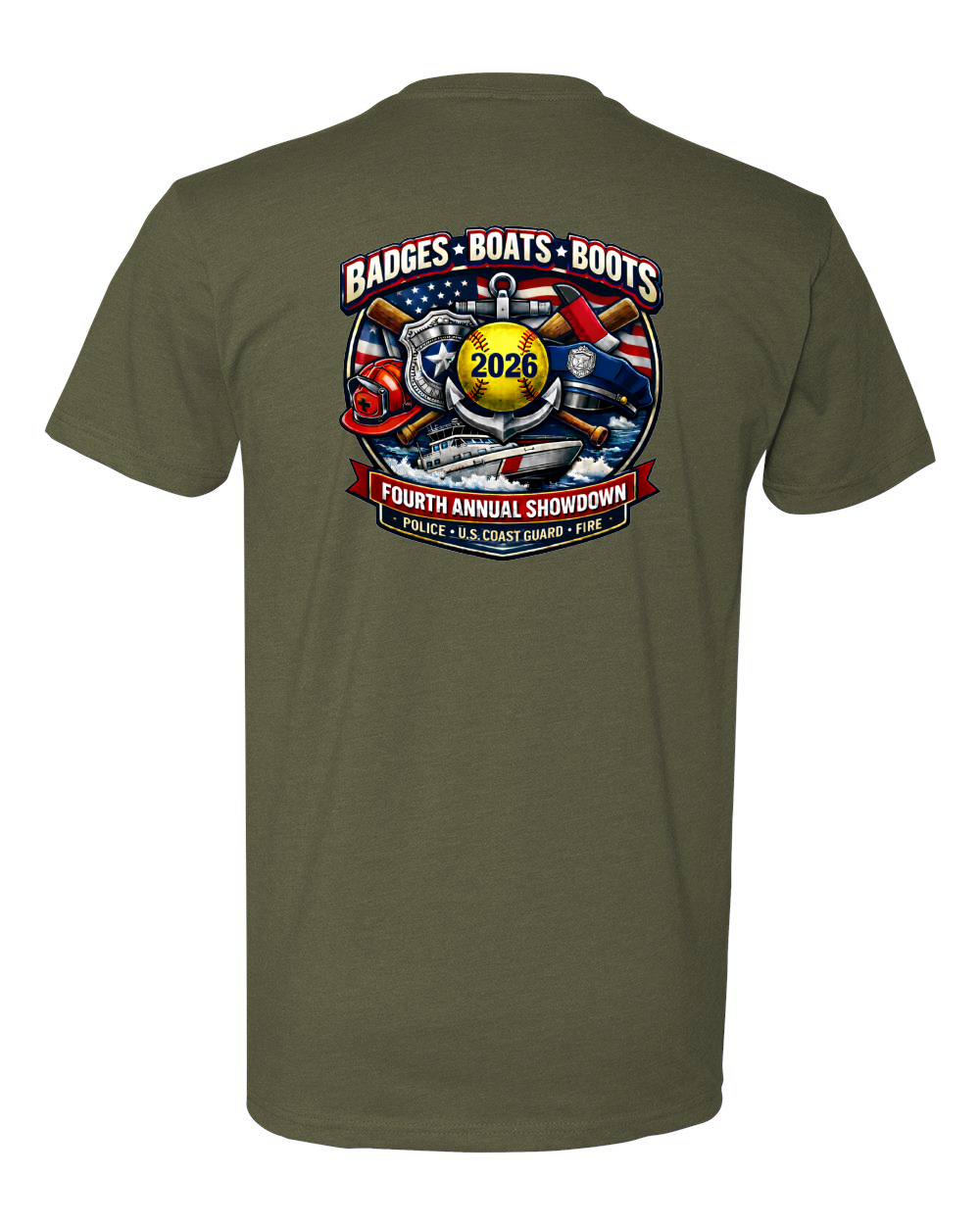 4th Annual Badges Boats Boots Softball Unisex T-Shirt #6210 (click for more colors)