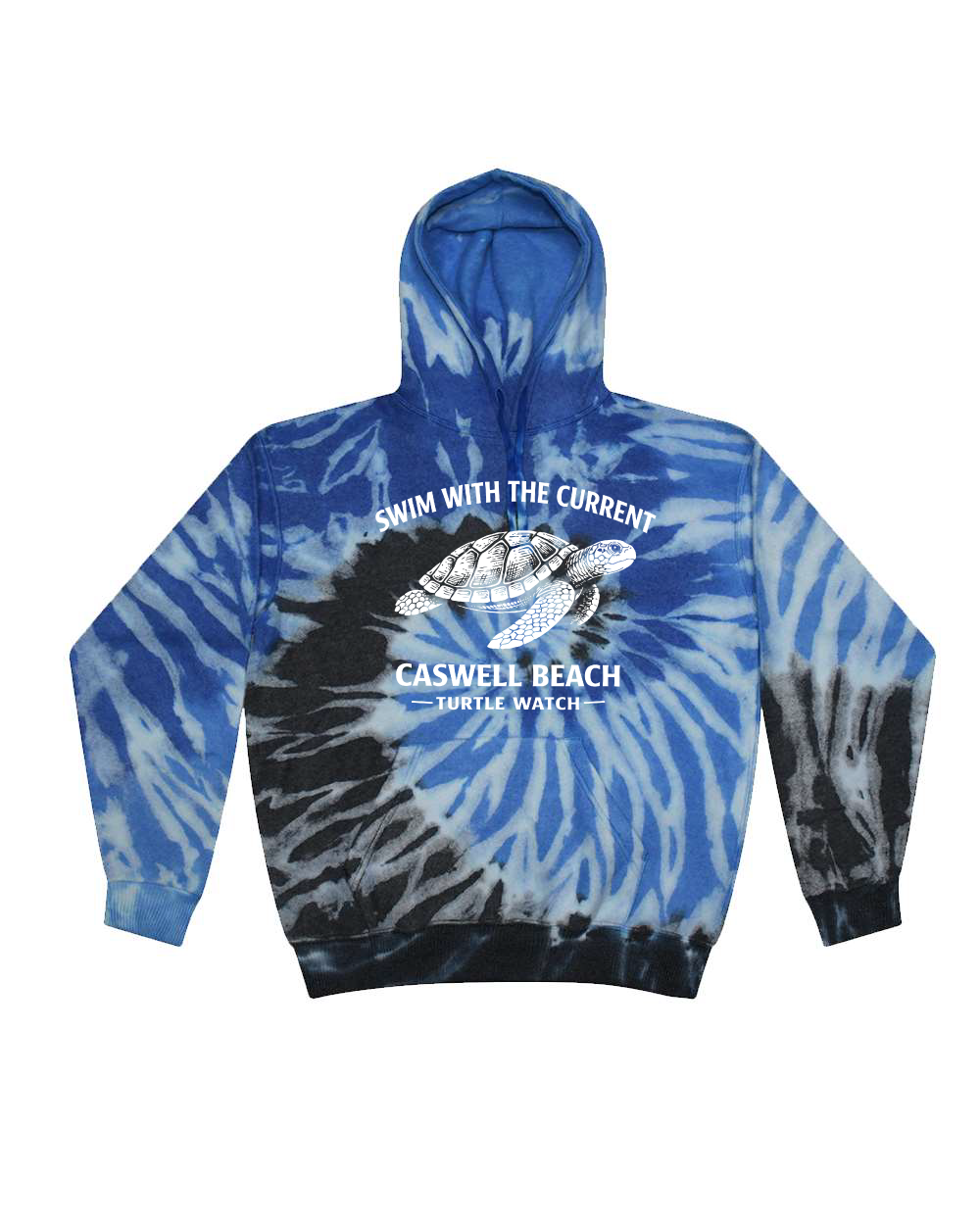 2026 Caswell Beach Turtle Watch Unisex Tie-Dyed Cloud Inside-Out Fleece Hooded Sweatshirt - 8600