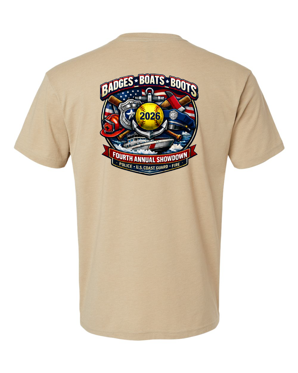 4th Annual Badges Boats Boots Softball Unisex T-Shirt #6210 (click for more colors)