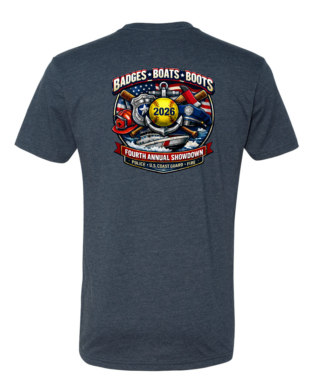 4th Annual Badges Boats Boots Softball Unisex T-Shirt #6210 (click for more colors)
