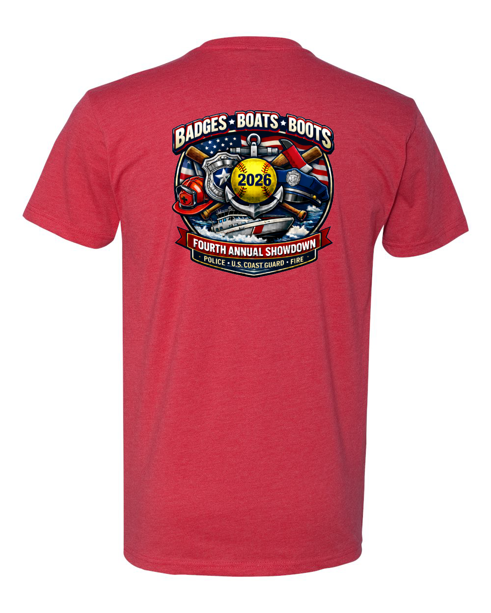 4th Annual Badges Boats Boots Softball Unisex T-Shirt #6210 (click for more colors)