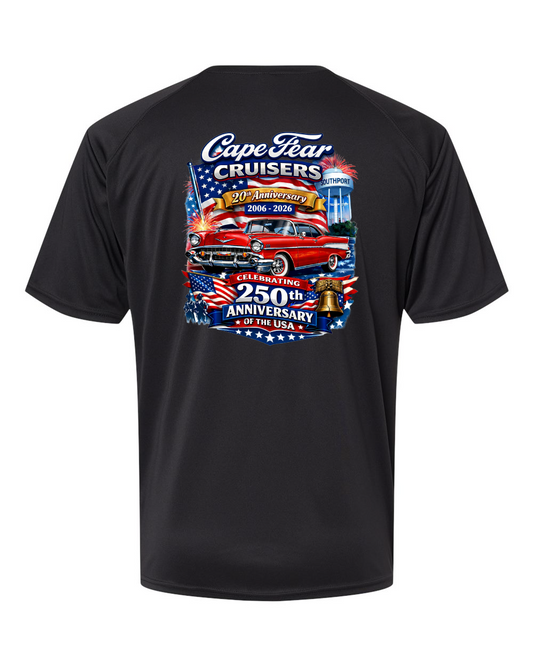 Cape Fear Cruisers 20th Anniversary Unisex Islander Performance T-Shirt (click for more colors)