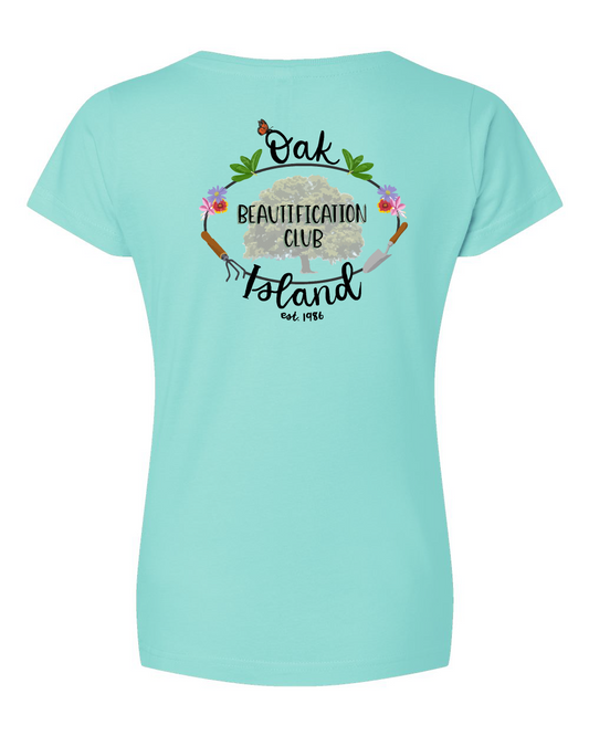 Oak Island Beautification Club Women's V-Neck T-Shirt (Click for more colors)