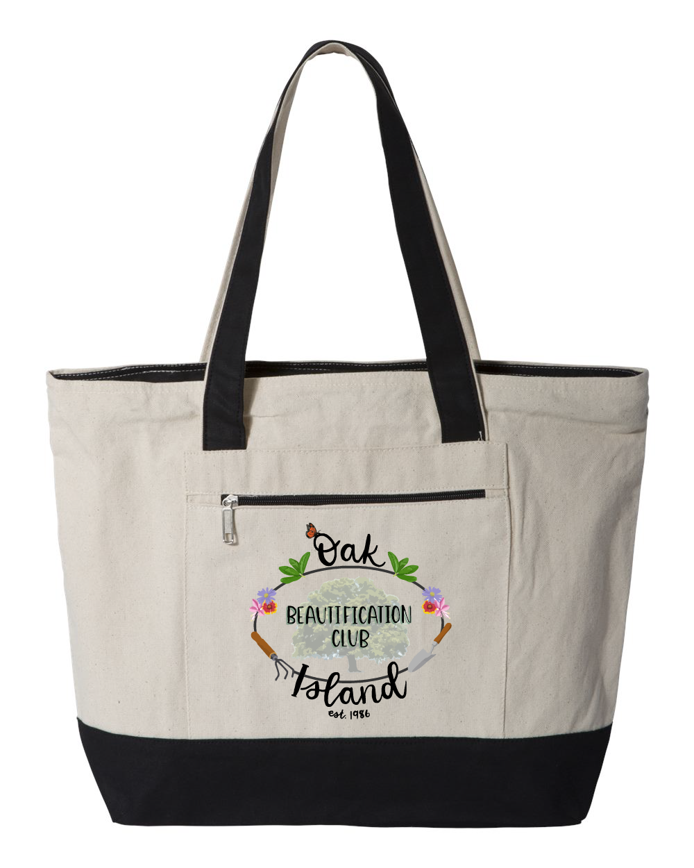 Oak Island beautification Club 19L Zippered Tote