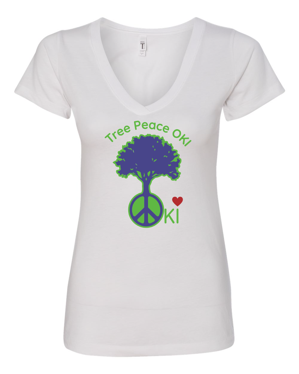 OKI Tree Peace Women's Ideal V-Neck T-Shirt - 1540 (Click for more colors)