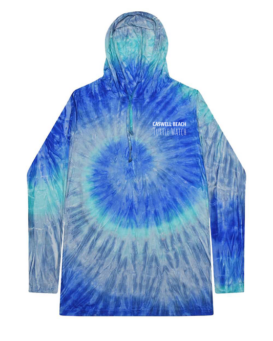 2026 Caswell Beach Turtle Watch Adult Tie-Dye Hooded Long Sleeve T-Shirt